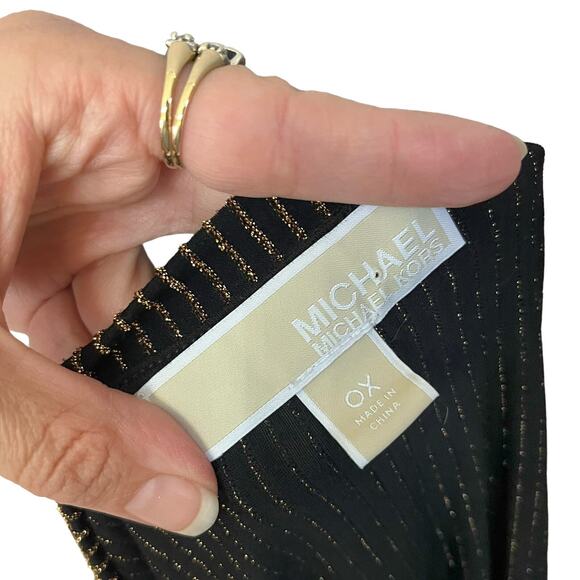 Michael Kors Shimmer Metallic Tunic Top 0X Cold Shoulder Long Sleeve Party Glam - Picture 6 of 6